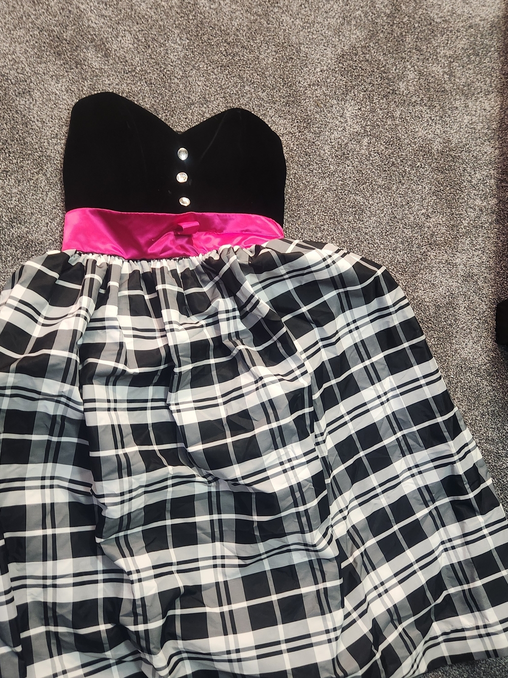 Vintage 80s Positively Ellyn Black Velvet Plaid Party Dress Size 12 Made in USA - Picture 4 of 13